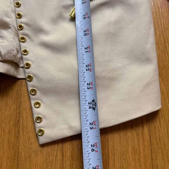 MICHAEL Michael Kors Size 10 Sand Beige with Gold Grommet Cutaway Blazer Jacket - Picture 10 of 16